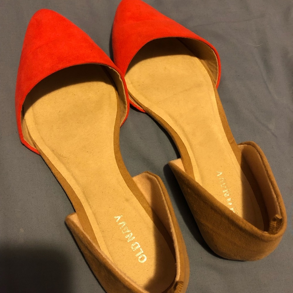 Old Navy Sueded D'Orsay Flats Bright Coral